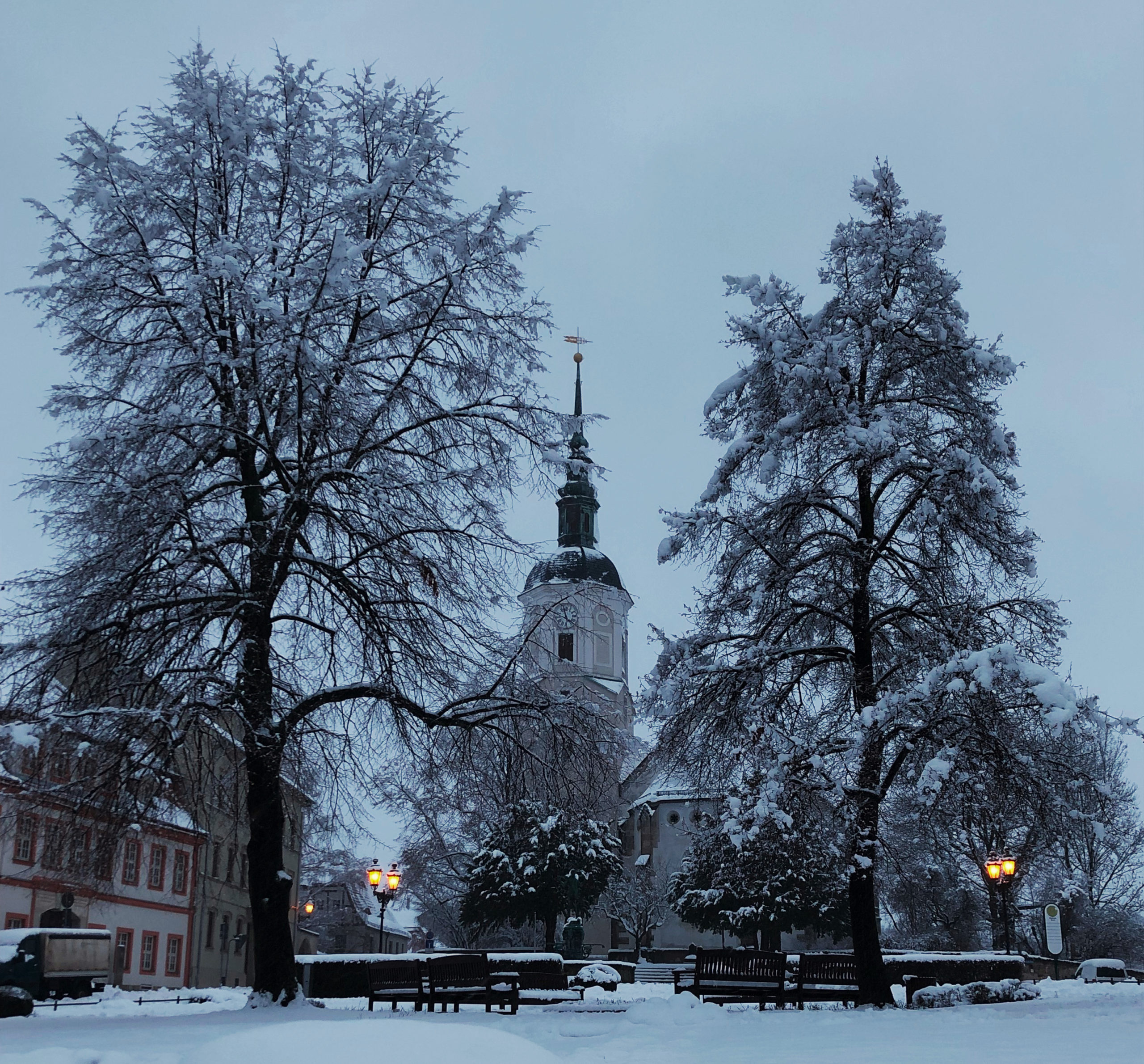 Winter Marktplatz Stadt Dohna Heiko Scholz