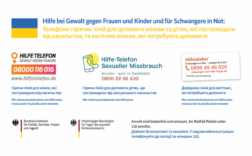 Telefonhilfen: Hilfe bei Gewalt gegen Frauen und Kinder und für Schwangere in Not